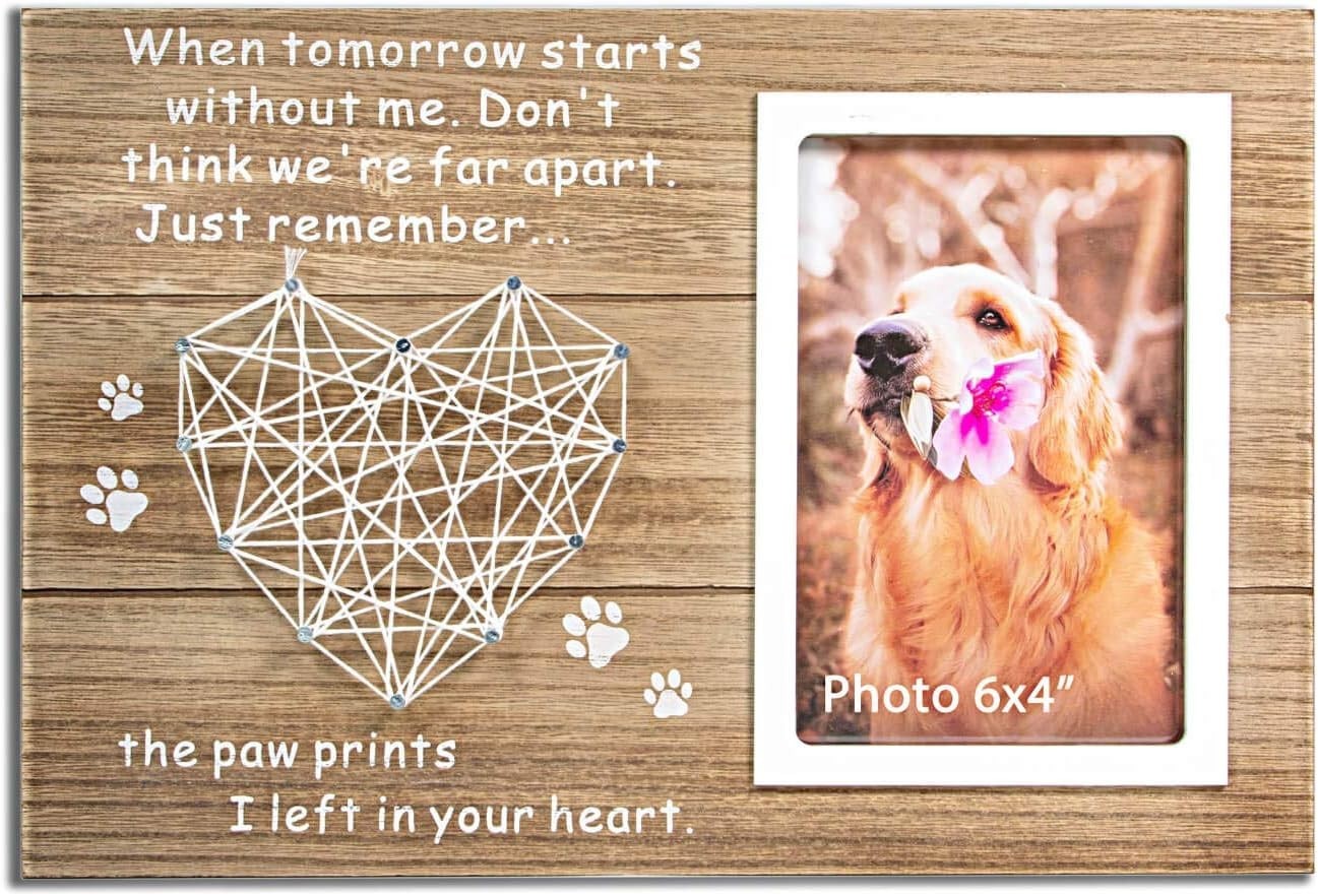 Textured Rustic Pet Memorial Frame – 4×6 Photo with Condolence Message