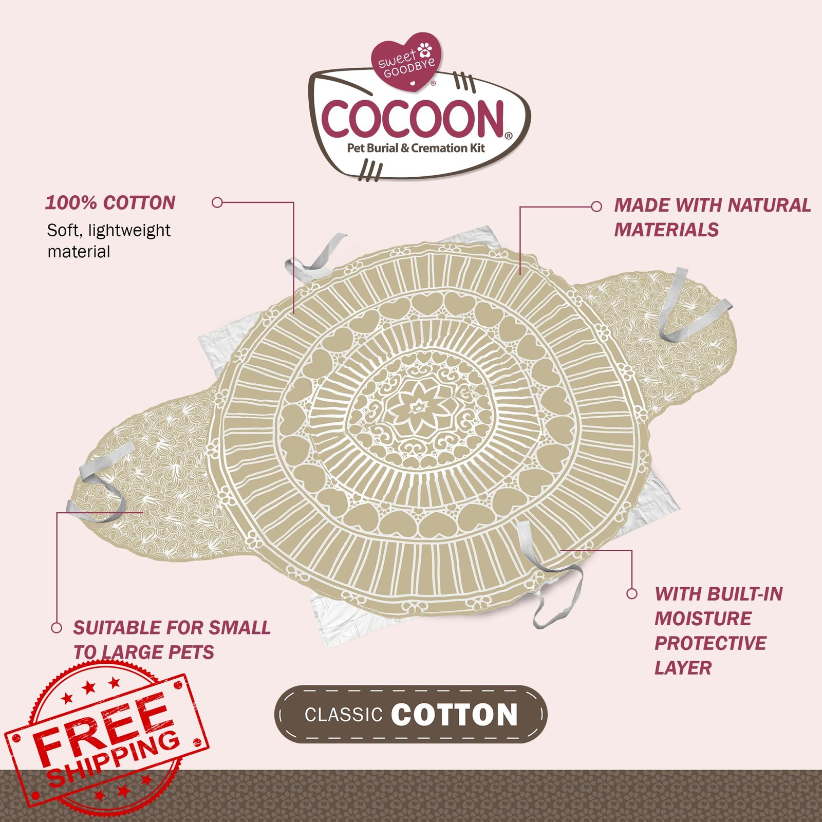 Sweet Goodbye Small White/Natural Pet Burial Kit
