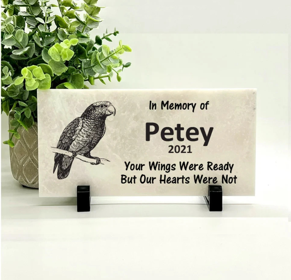 Parrot Memorial – Personalized Pet Memorial Stone – Bird Loss Sympathy Gift