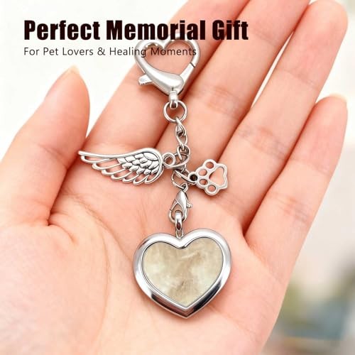 Pet Loss Memorial Heart Keychain Fur Locket Stainless Steel