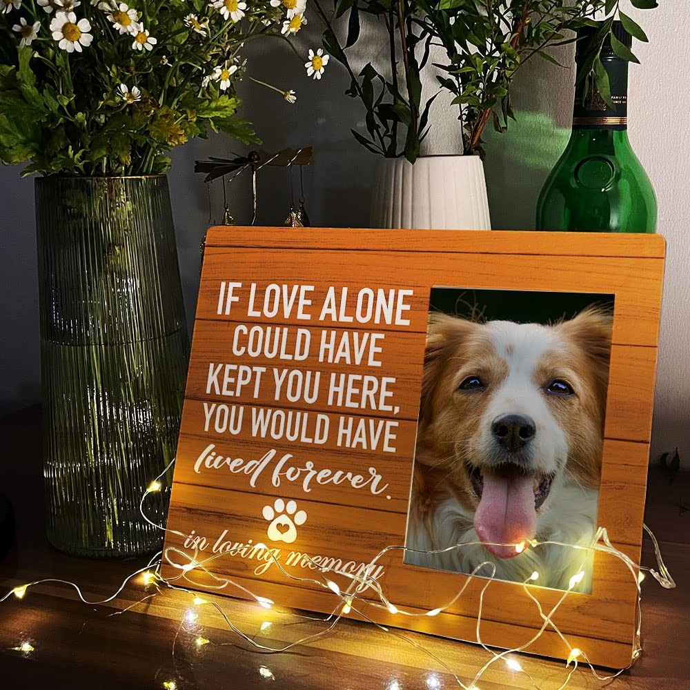 Pet Memorial Picture Frame Rustic Wood Brown 10×8 Loss Dog Cat Sympathy Gift