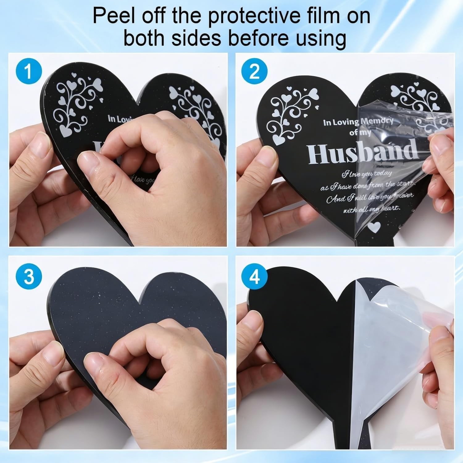 GLOBLELAND Heart Husband Garden Stake for Husband Memorial Remembrance Plaque…