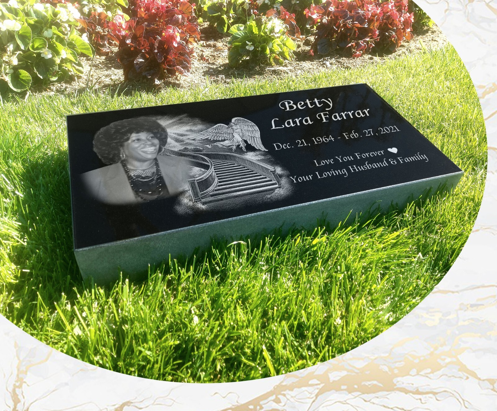 16″х8″х3″ inch Large Pet Headstone  Diamond Engraved on the Grave Marker Granite