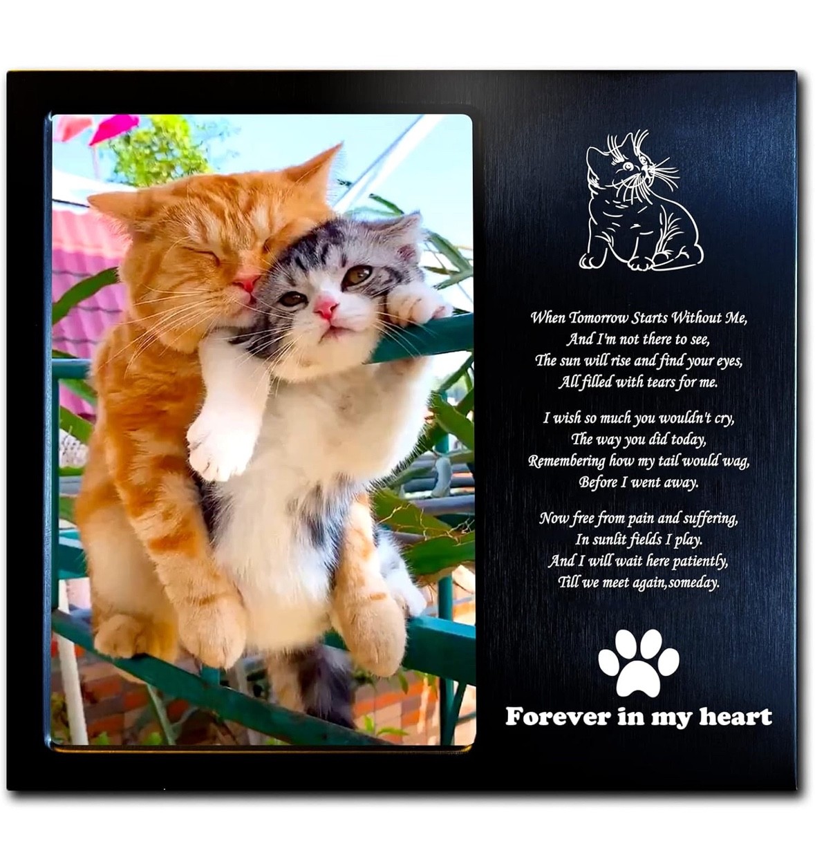 Cat Memorial Gifts for Loss of Cat, Sympathy Gift, Memorial Picture Frame 4×6″