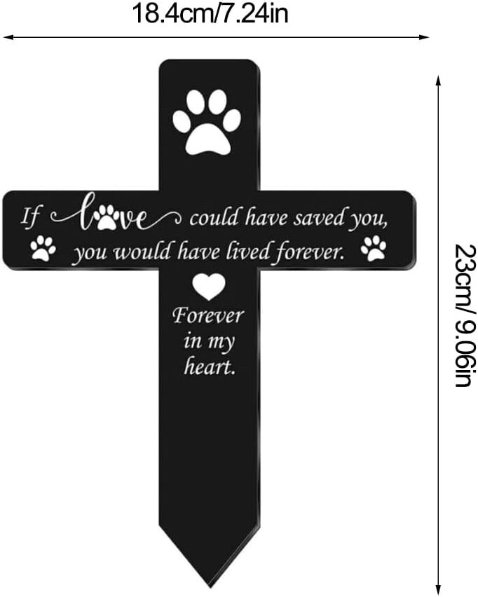 Pet Memorial Garden Cross Stake Pet Loss Dog Puppy Cat Grave Marker Inscription