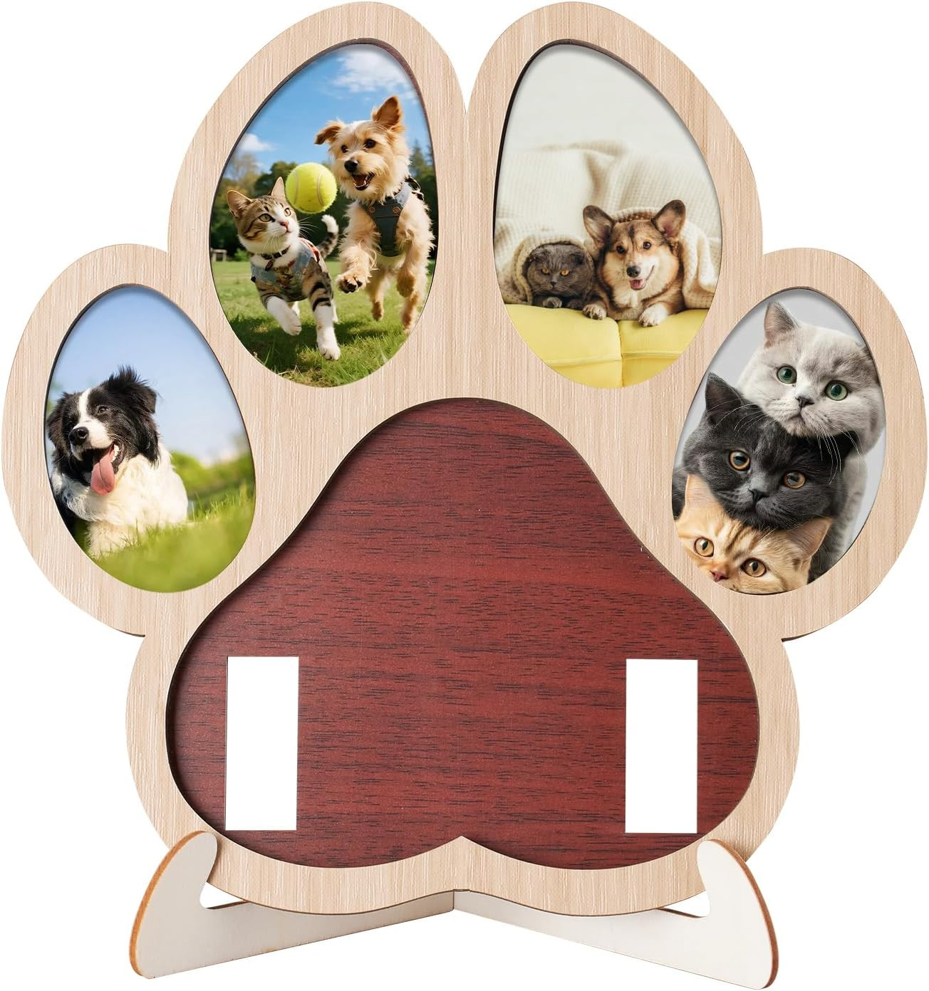 Pet Memorial Paw Photo Frame 4 Photo Collage Display for Dogs & Cats, Dog Keepsa