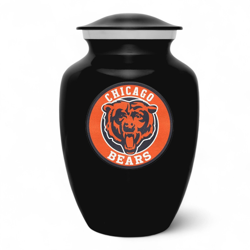 8 Inch Black Chicago Bears Football Style Cremation Urn Adult Ashes Metal Urns