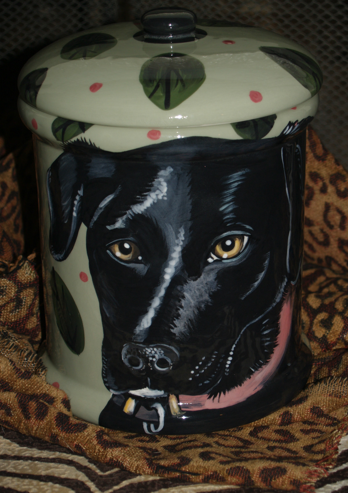 Custom memorial Pet DOG black labrador cremation urn all breed types portrait