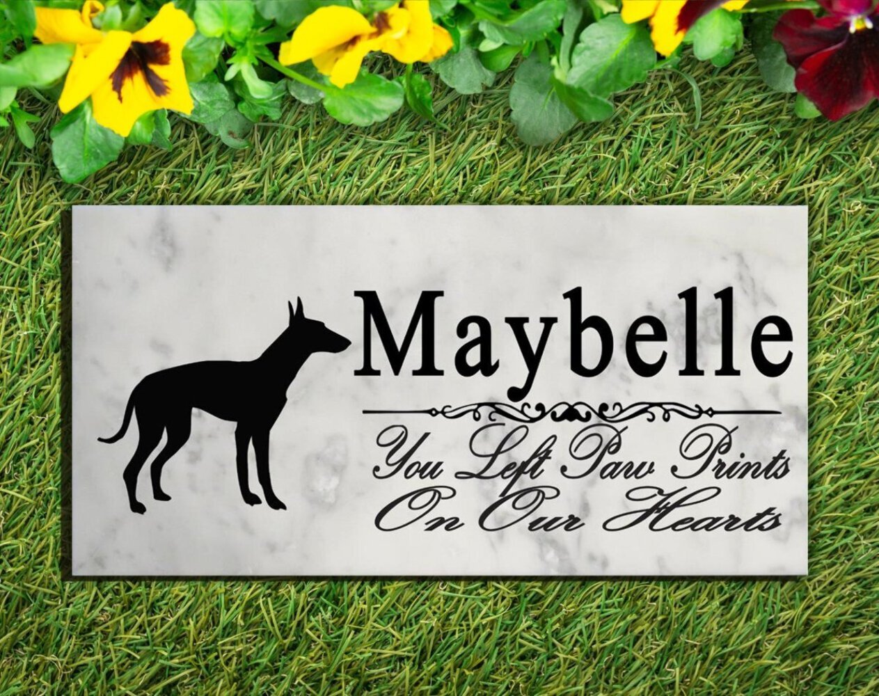 Ibizan Hound Memorial Stone Personalized Garden Rock Grave Marker Outdoor or Ind