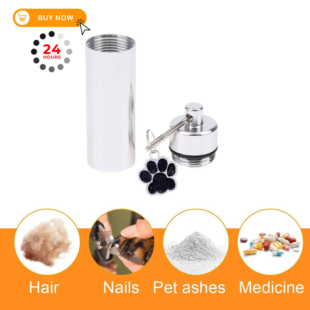 Asaisimg 3 Pcs Mini Urn for Dog Ashes, Waterproof Cremation Pet Urns Silver