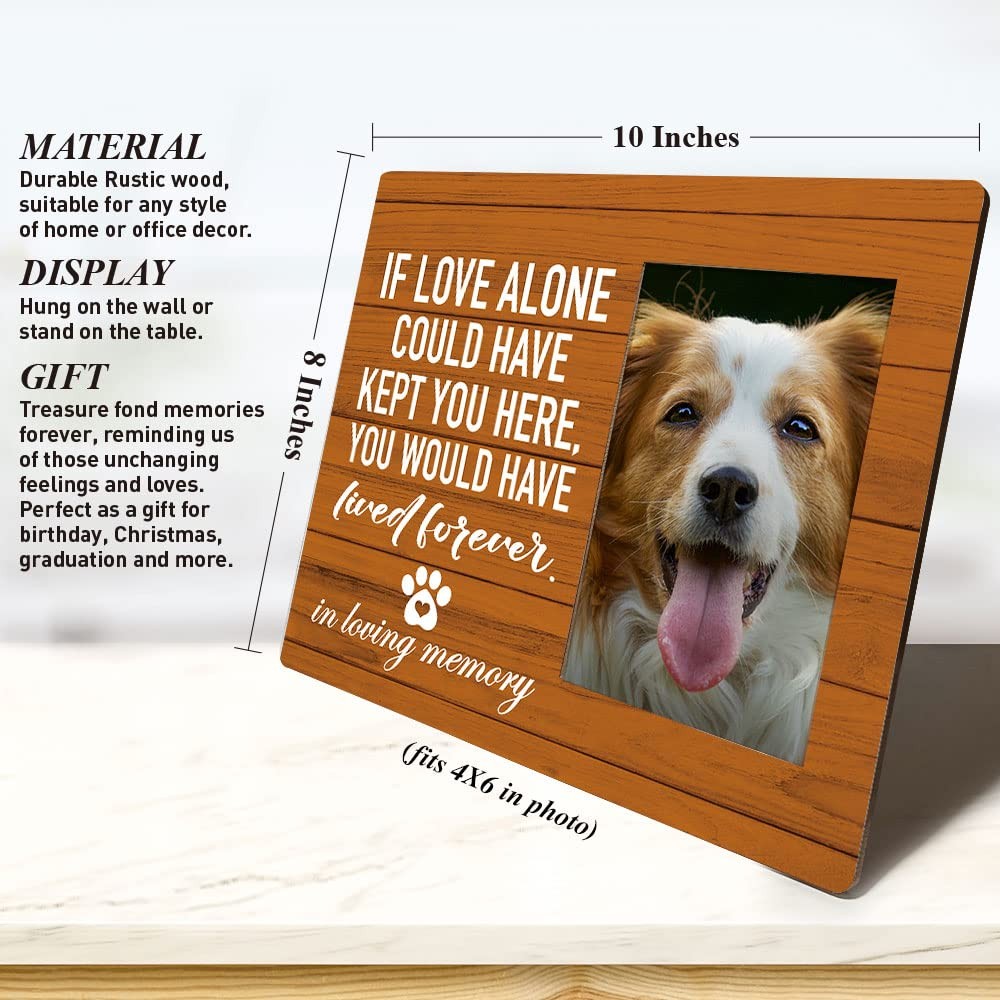 Pet Memorial Picture Frame Rustic Wood Brown 10×8 Loss Dog Cat Sympathy Gift