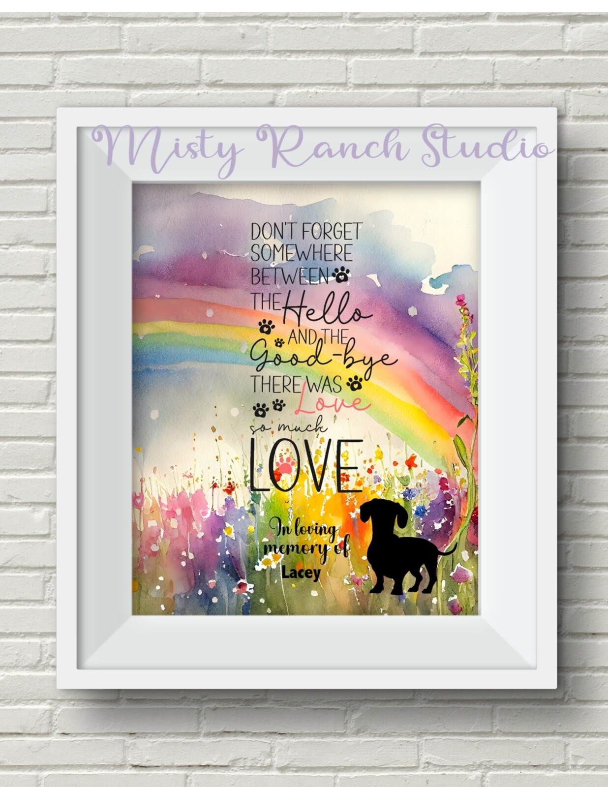 Dog Cat Pet Memorial Print “Don’t Forget” Personalized UNFRAMED In Memory of