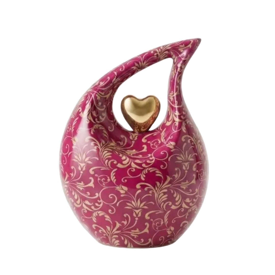 Pink Teardrop Cremation Urn for Human Ashes Adult Aluminum Memorial Funeral Bu..