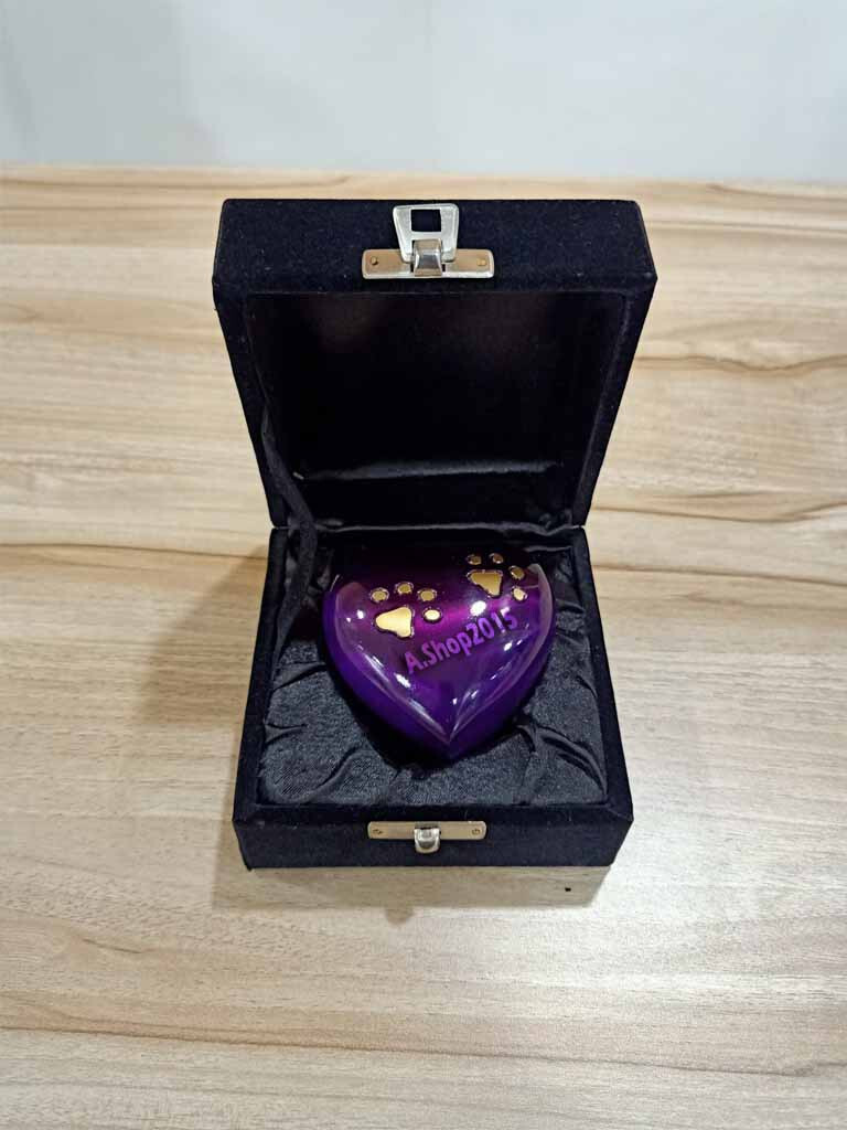 Purple Keepsake Mini Heart Urn Cremation Urn W/Stand & Box Small Heart Urn Ashes