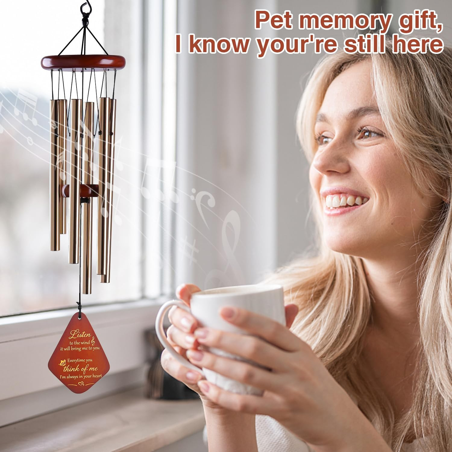 Cat Memorial Wind Chime,Cat Memorial Gifts with Bracelet,Loss of Cat Dog Sympath