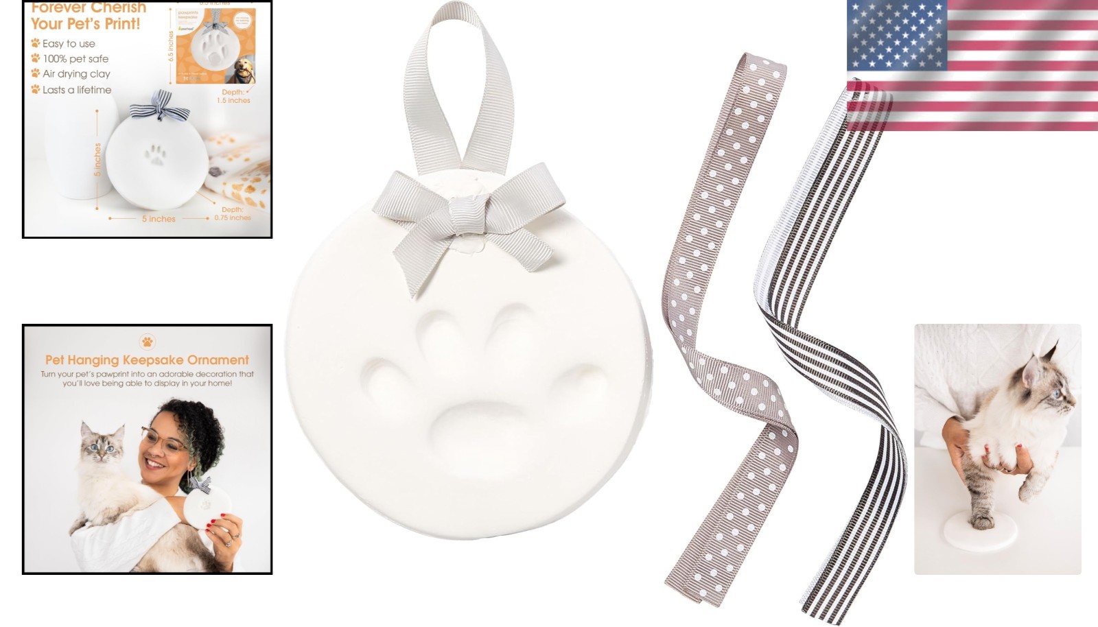 Personalized Pet Paw Print Keepsake Kit: Memorial Clay Ornament for Dogs & Cats