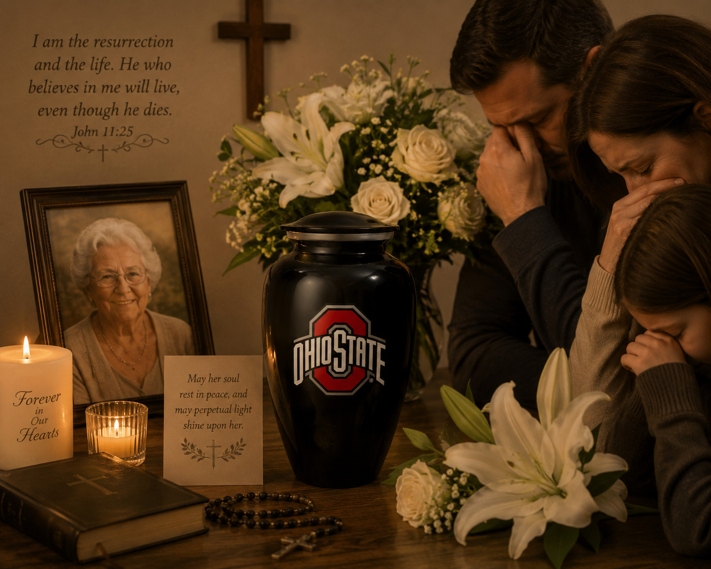 Ohio State Buckeyes Cremation Urn Memorial Black Adult Human Ashes for Men Women