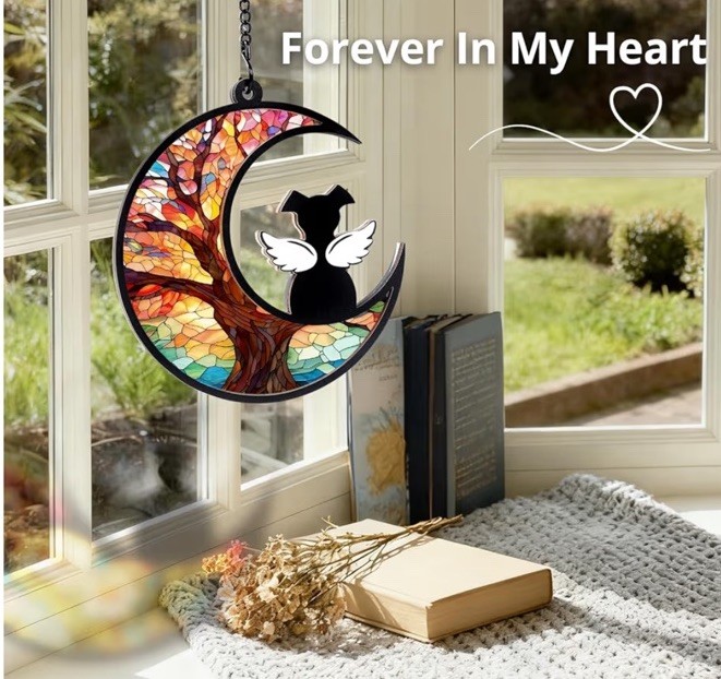 Dog Memorial Gifts for Loss of Dog, 2-Layer DIY Dog Angel Memorial Suncatcher
