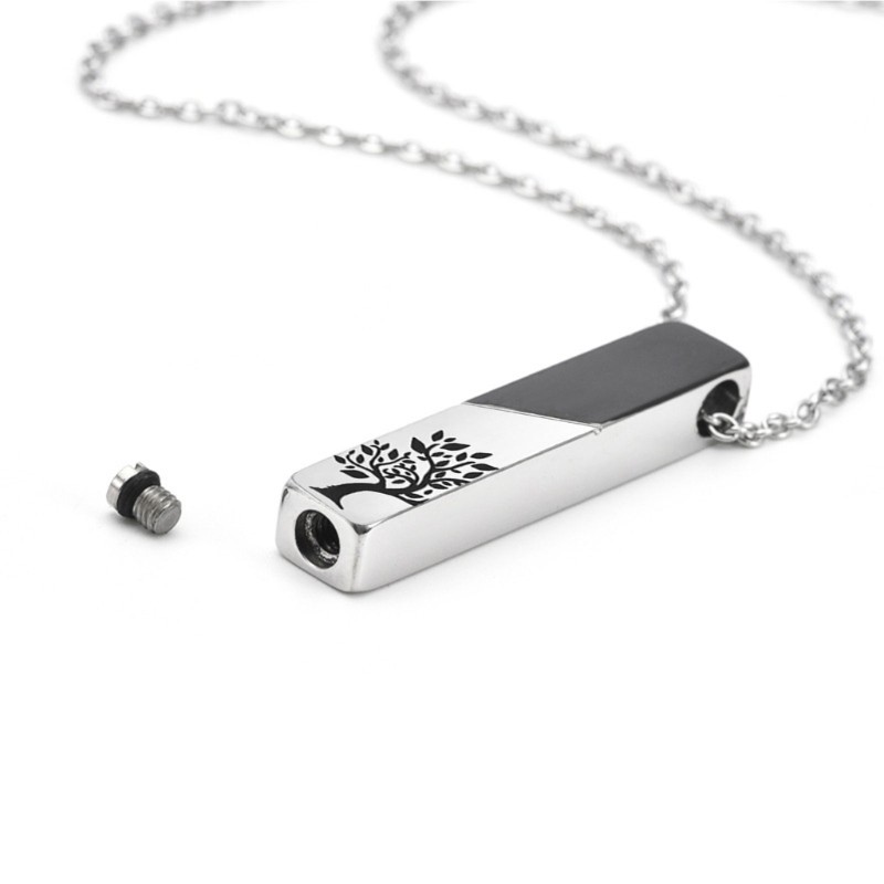 Pet Cremation Jewelry Urn Memorial Ashes Necklace Bar Urns Pendants Necklace