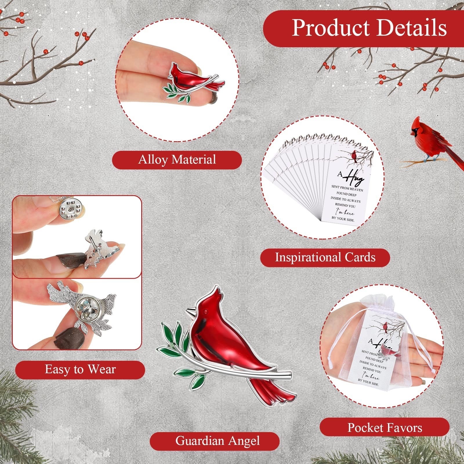 SATINIOR Set of 10 Cardinal Pins Funeral Favors Red Cardinal Brooch Memorial …