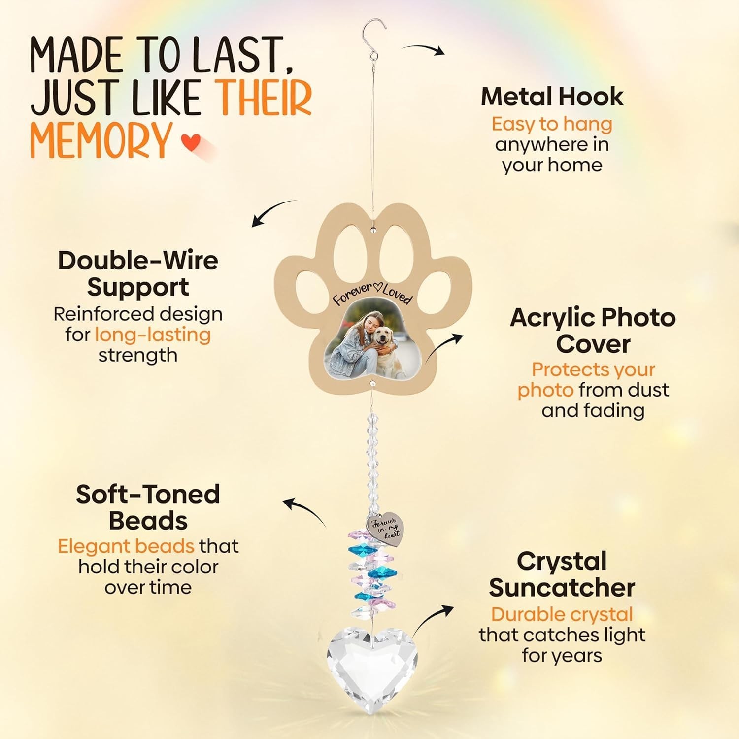 Pet Memorial Crystal Suncatcher with DIY Photo Insert, Personalized Sympathy …