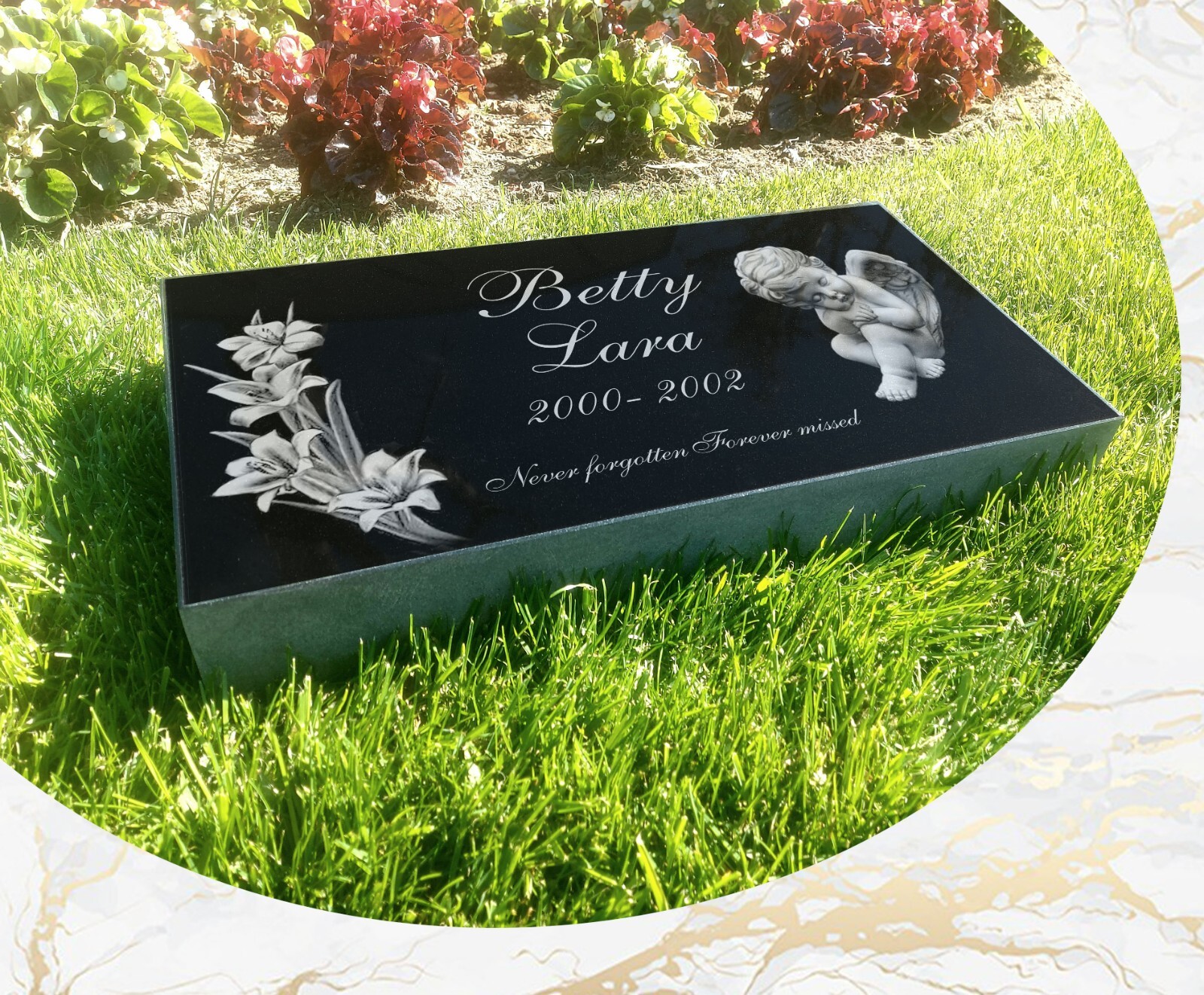 16″х8″х3″ inch Large Pet Headstone  Diamond Engraved on the Grave Marker Granite