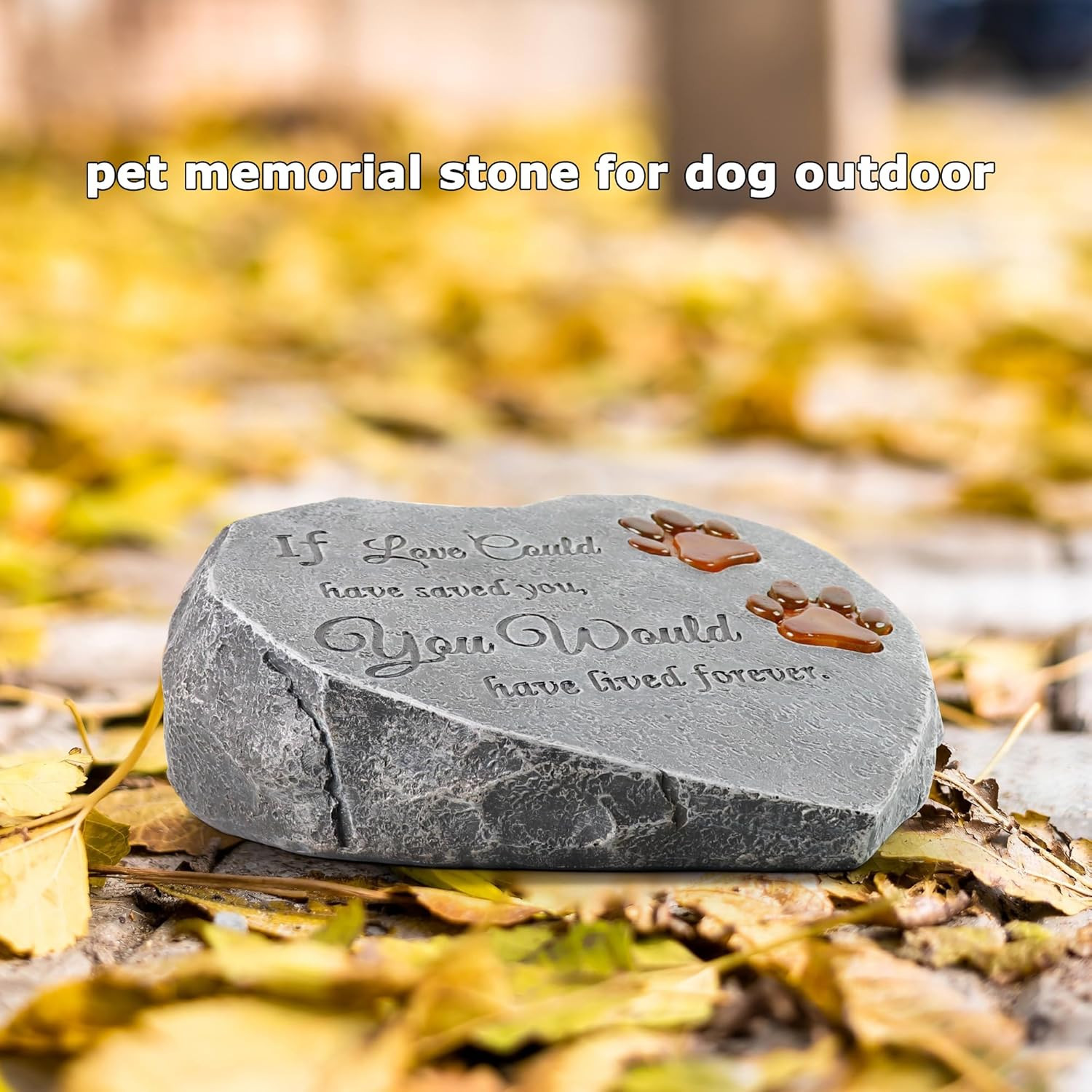 Solar Light Pet Memorial Stones Heart Shaped Dog Grave Markers Outdoor, Shinning
