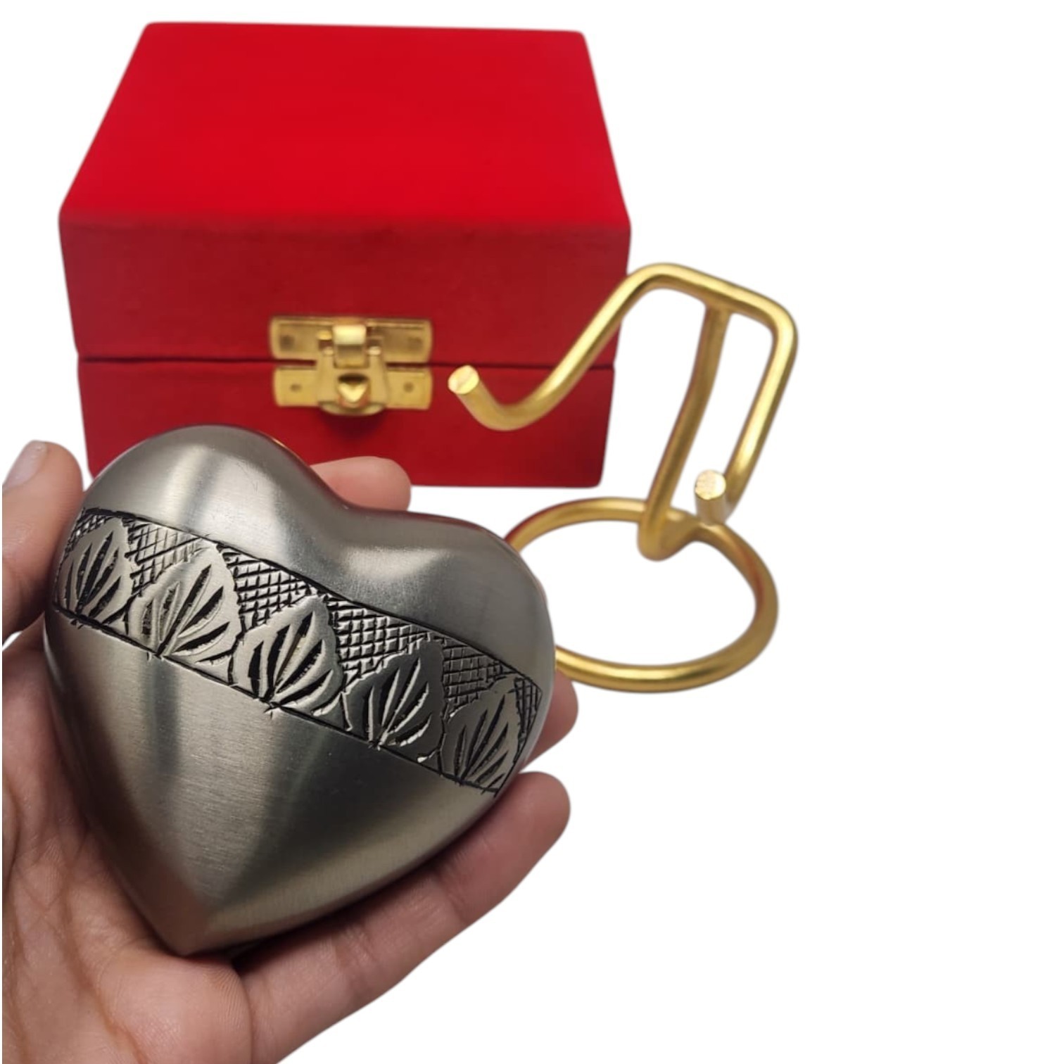Personalized Mini Heart Keepsake Cremation Urn for Ashes with Stand & Box
