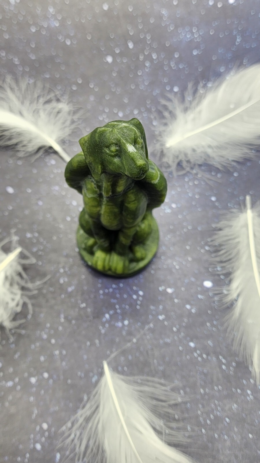 Xiuyan Jade Winged Angel Dog Pet Memorial, Pet Loss Gift, Gemstone Carving
