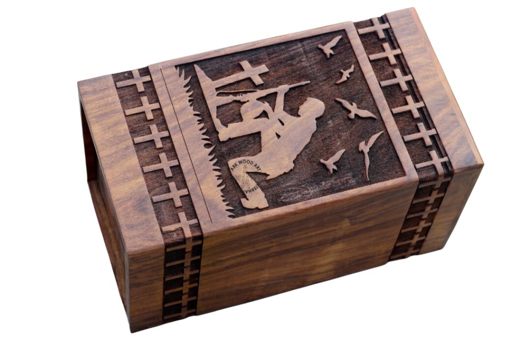 Kneeling Cross Army Soldiers Militar Urn Box ale Female Adult Burial Funeral