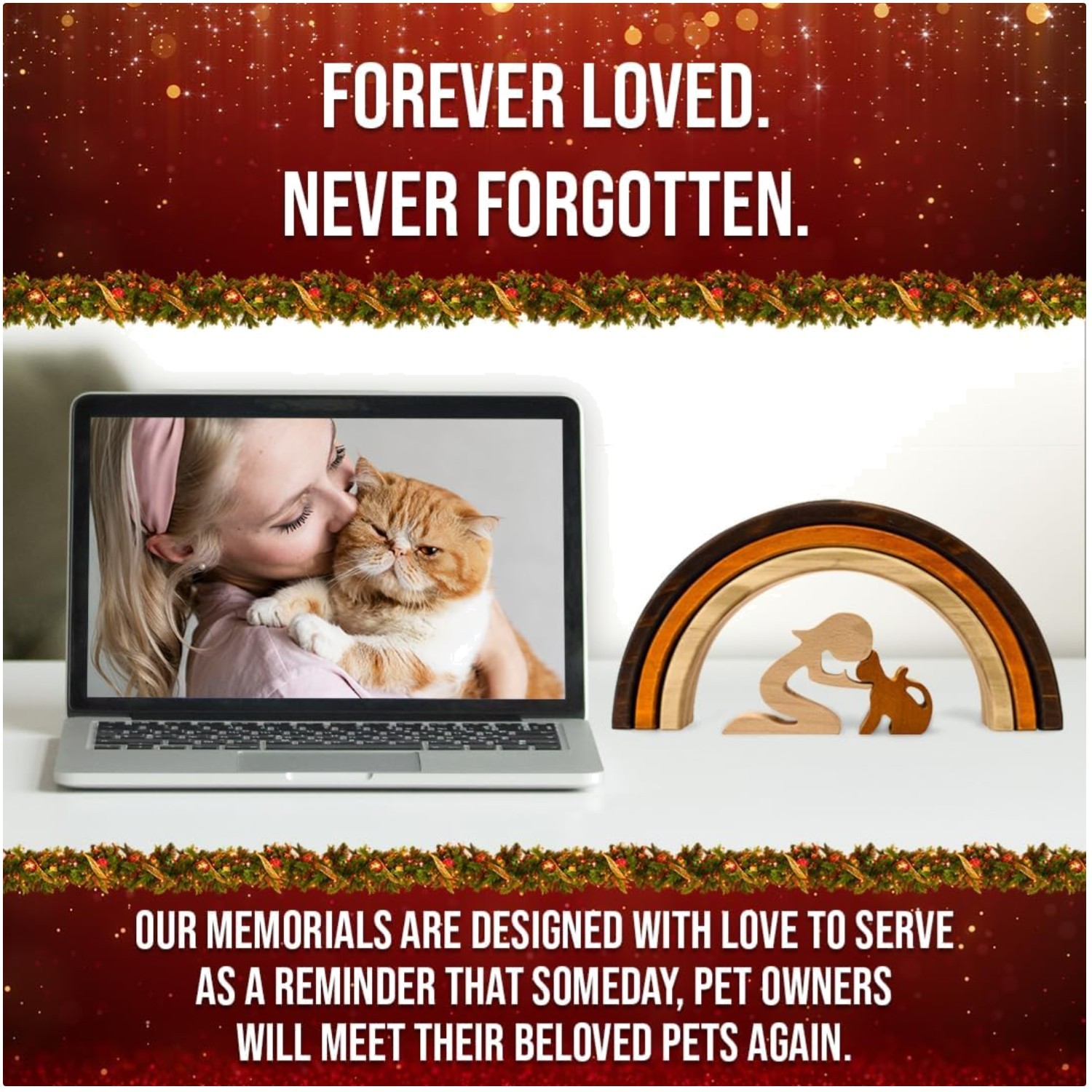 Elegant Cat Mom Sympathy Gift – Rainbow Bridge Remembrance