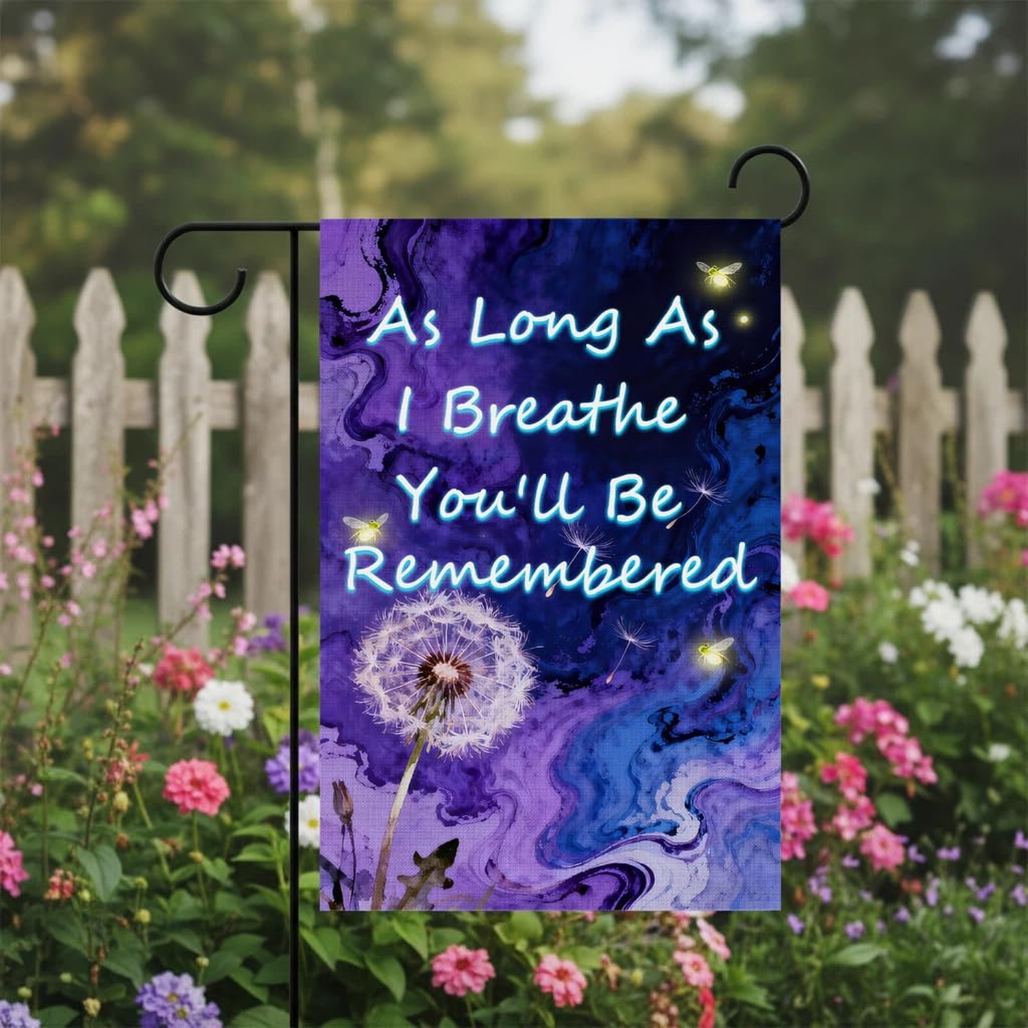 Memorial Garden Flag Double Sided, In Loving Memory Flag with Dandelion & Fir…