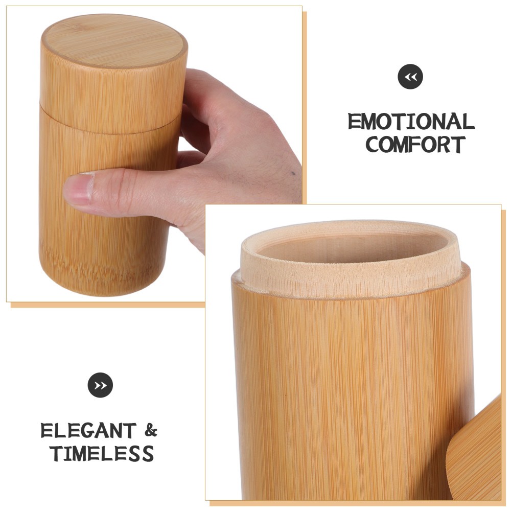 One Reusable Bamboo Dog Ashes Holder Brown Pet Cremation Urn