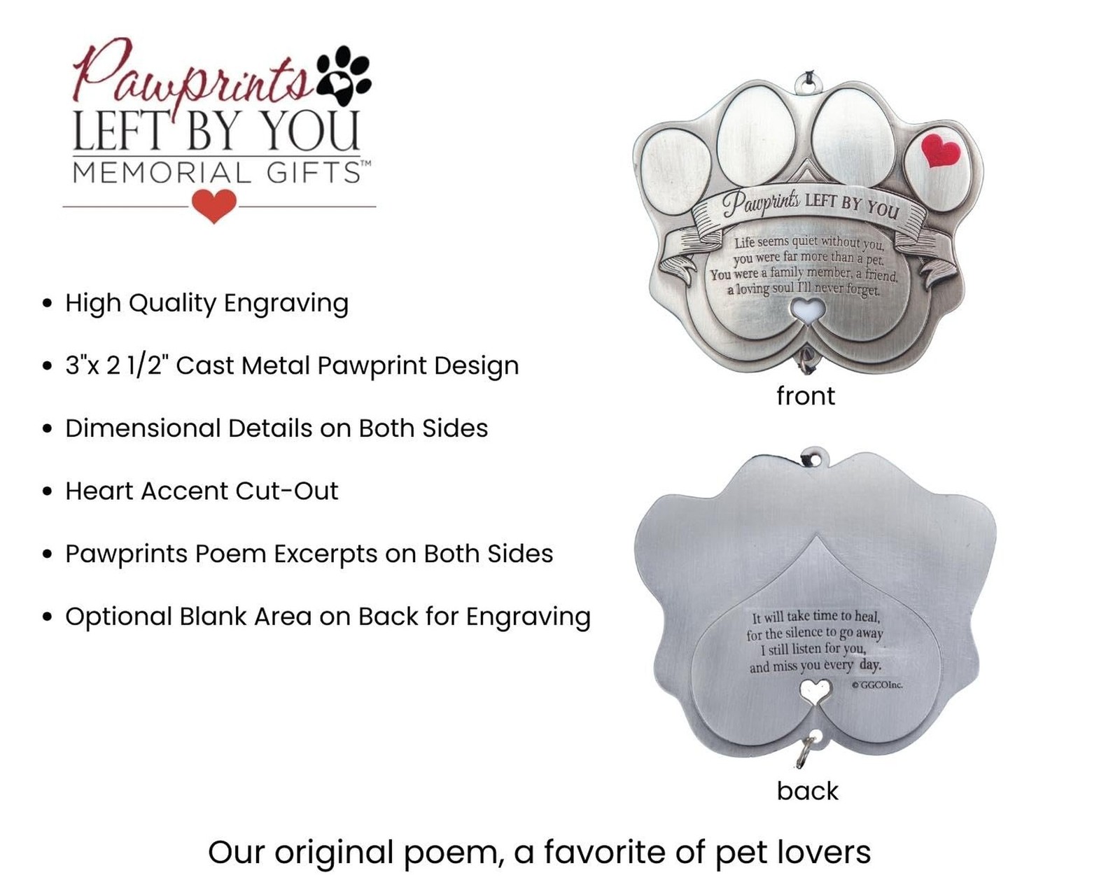 Pet Memorial Wind Chime – 18″ Metal Casted Pawprint Wind Chime – A Beautiful …