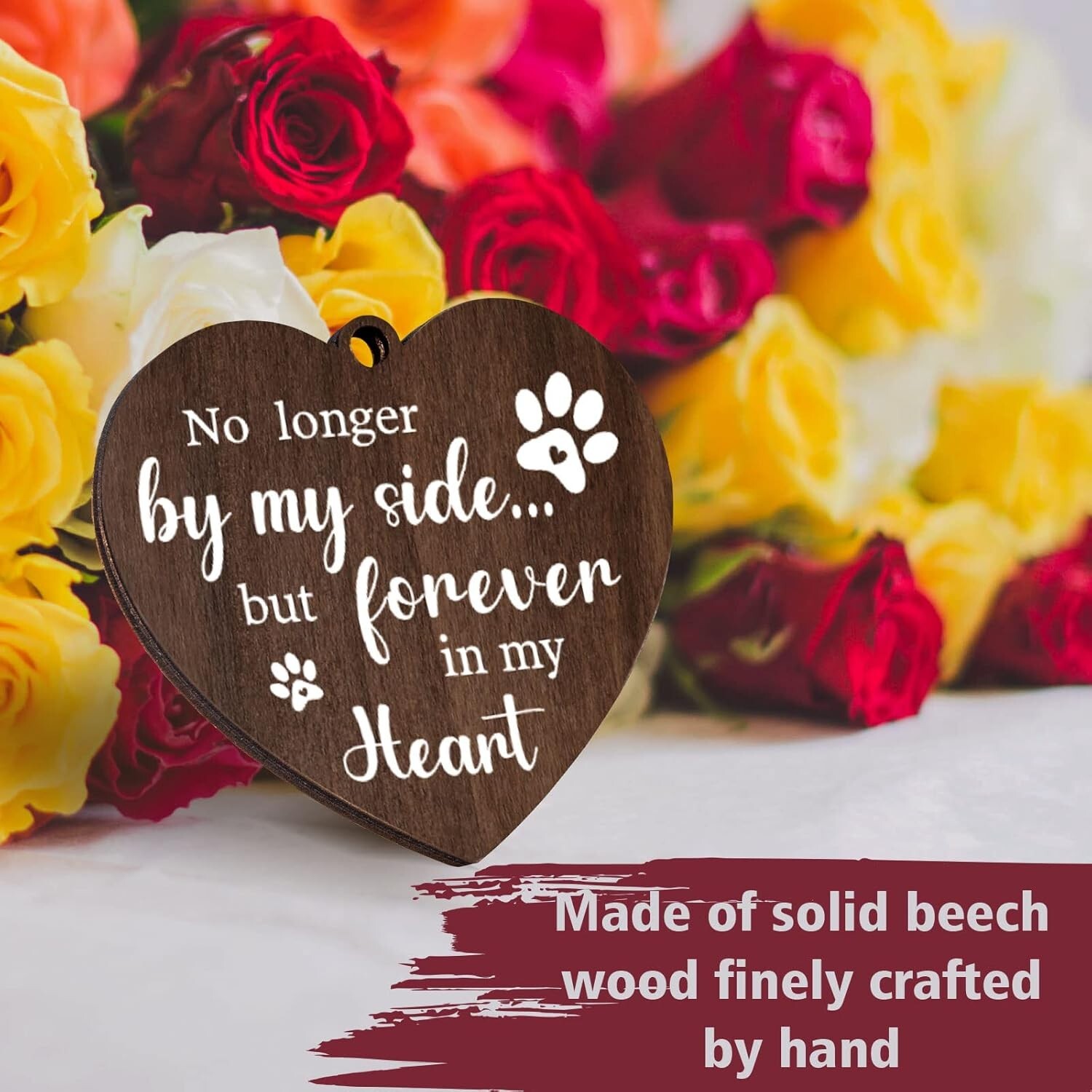 Pet Memorial Gifts for Dogs Cats – Rotating Wooden Picture Frame for 4×6 Photo