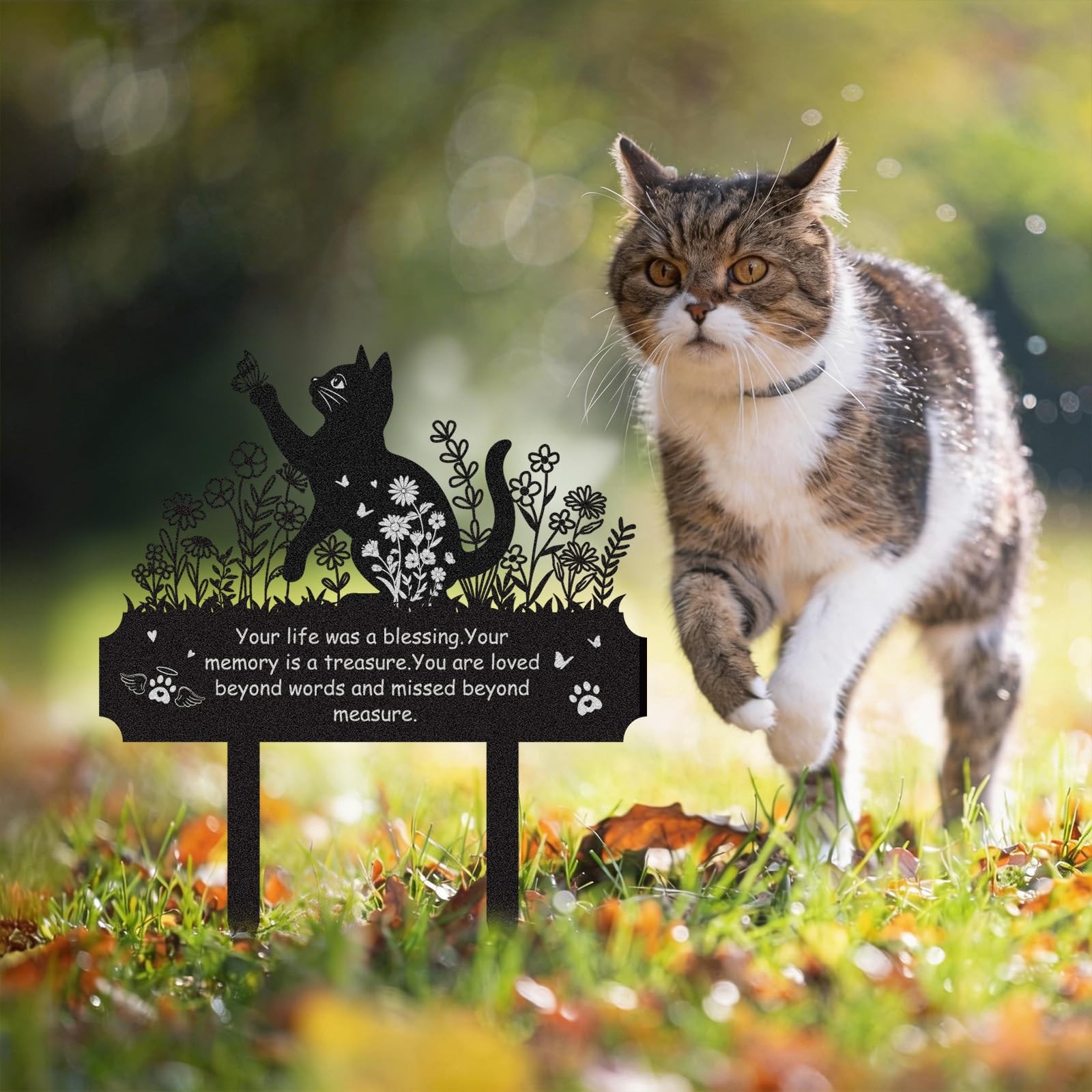 Pet Grave Markers Cat – Memorial Cemetery Decorations for Grave Waterproof Re…