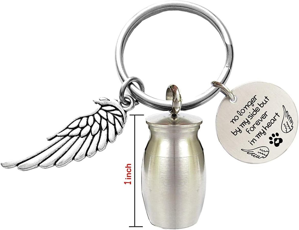 Small Cremation Urn for Pet Ashes Mini Memorial Holder Key Silver