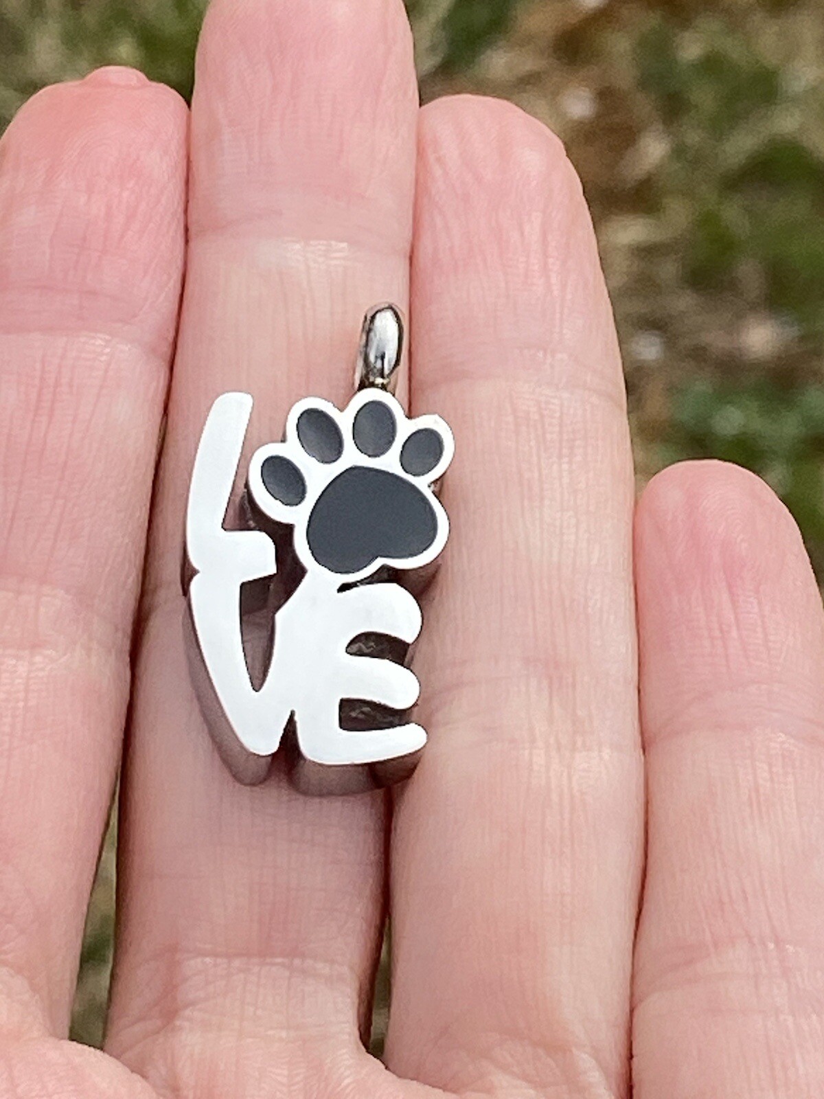 Pet Cremation Necklace Urn LOVE Paw Print Holds Ash Dog Cat Ash Ladies Men Gift