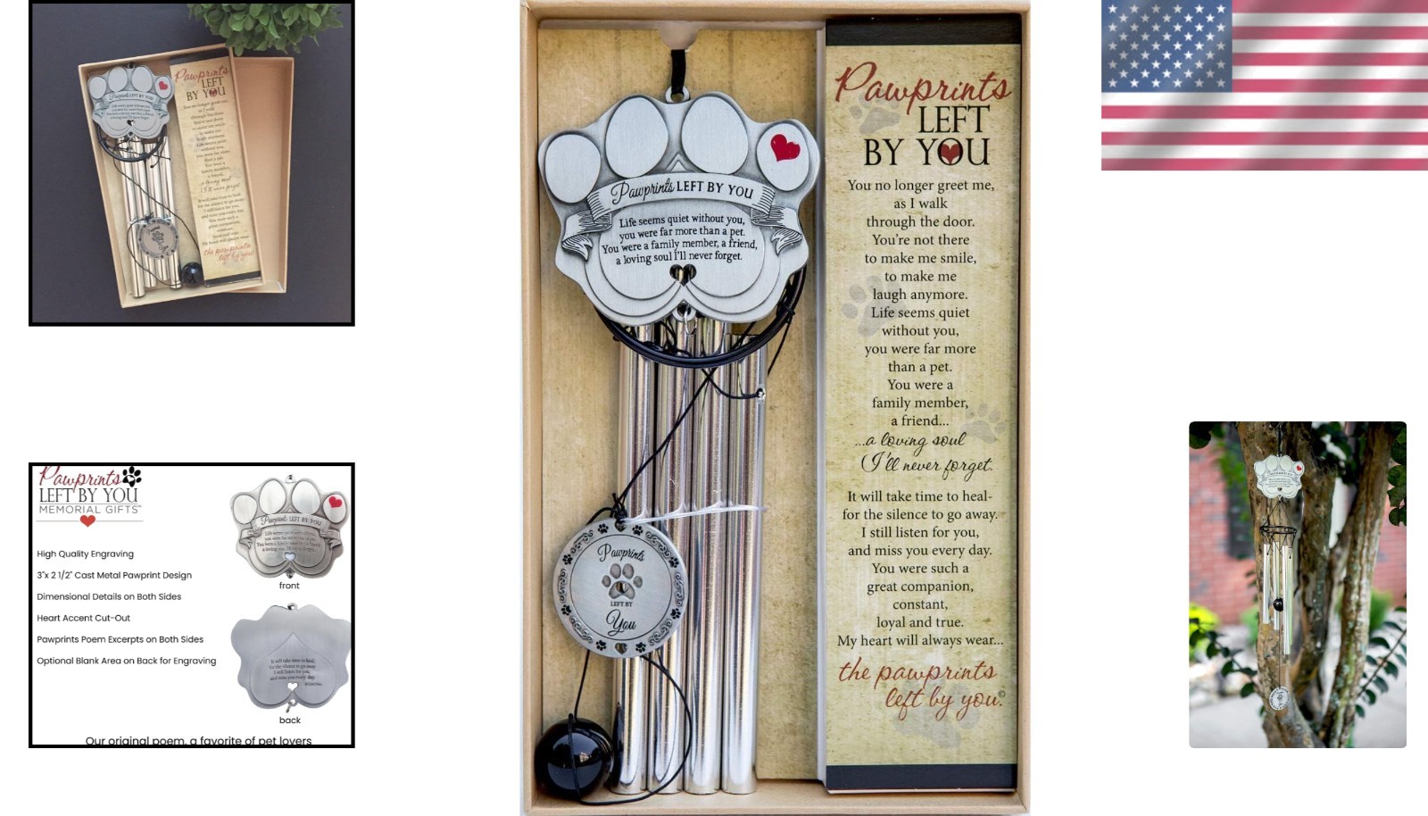 Soothing 18″ Pet Memorial Wind Chime – Includes Comfort Poem and Gift Box