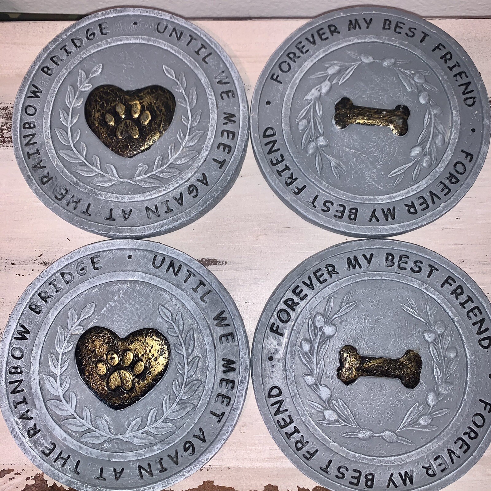 FOREVER MY BEST FRIEND or Rainbow bridge Dog Pet Memorial Stone 5″ x 5” Round