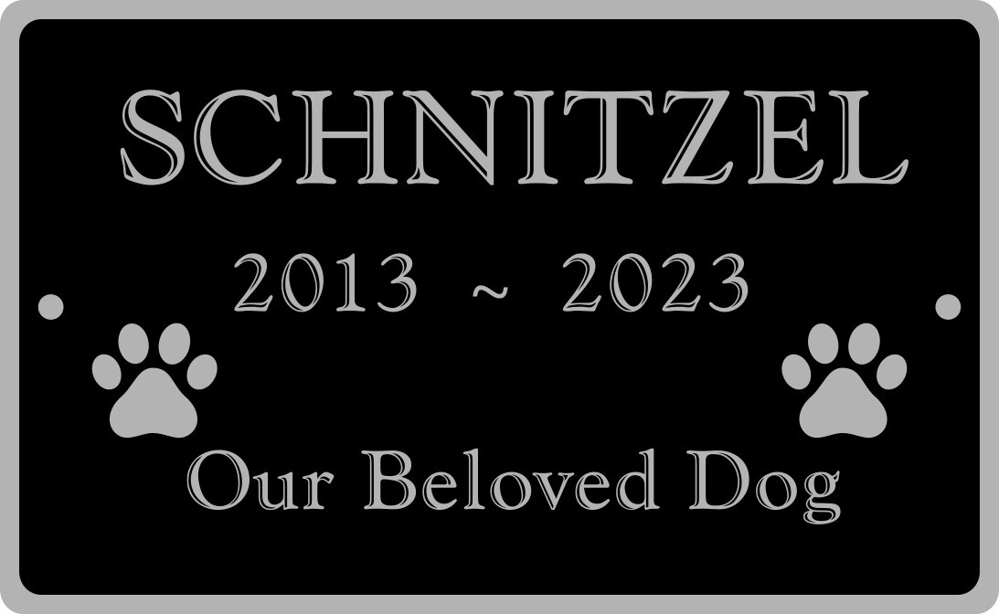 DOG CAT PET MEMORIAL ENGRAVED ANODIZED ALUMINUM OUTDOOR WEATHER PLATE BLACK