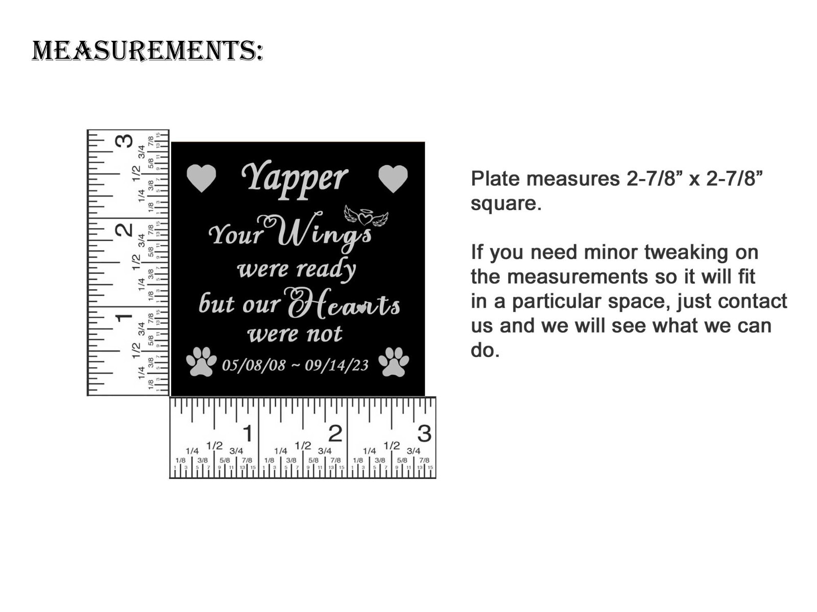 Engraved Pet Loss Poem Plate Frame Plates 2-7/8″ Square Many Choices and Designs