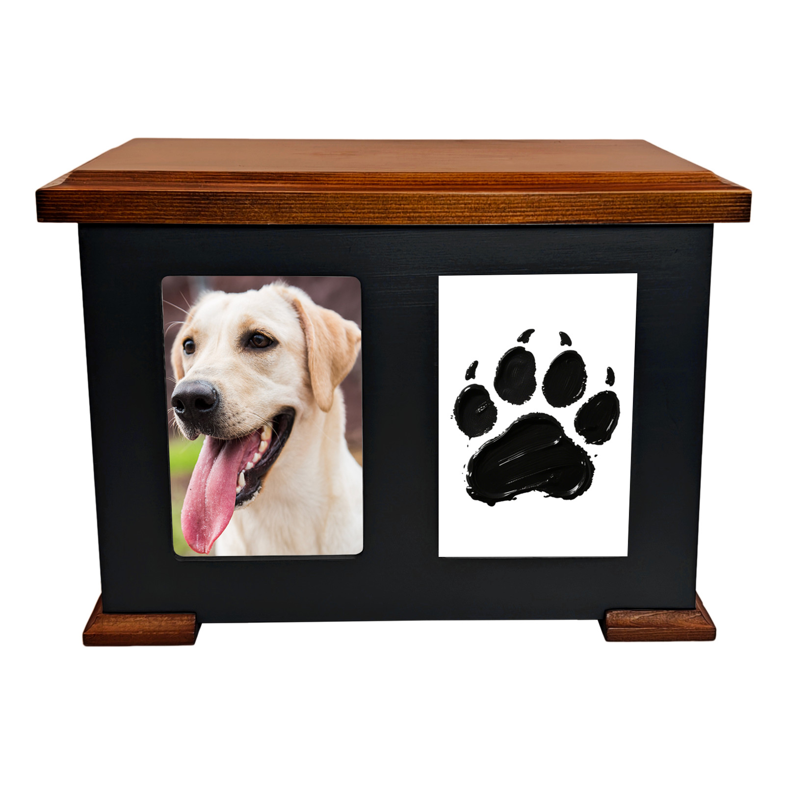 Pet Memorial Boxs Large Wooden with Paw Print Impression Kit & Album Photo Frame