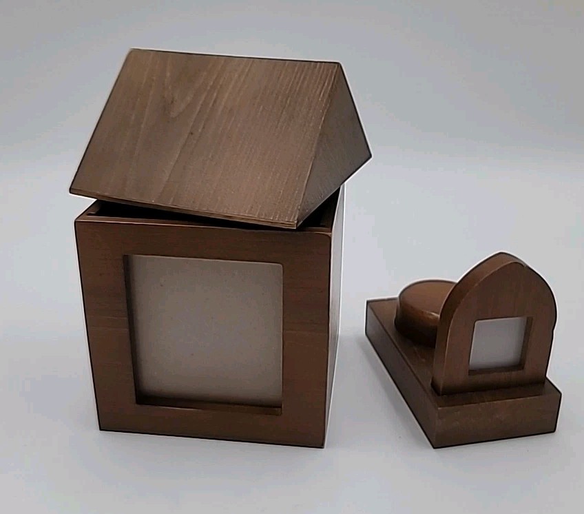 Pet Memorial Urn for Ashes Wood Keepsake Photo Box And Small Photo Tombstone