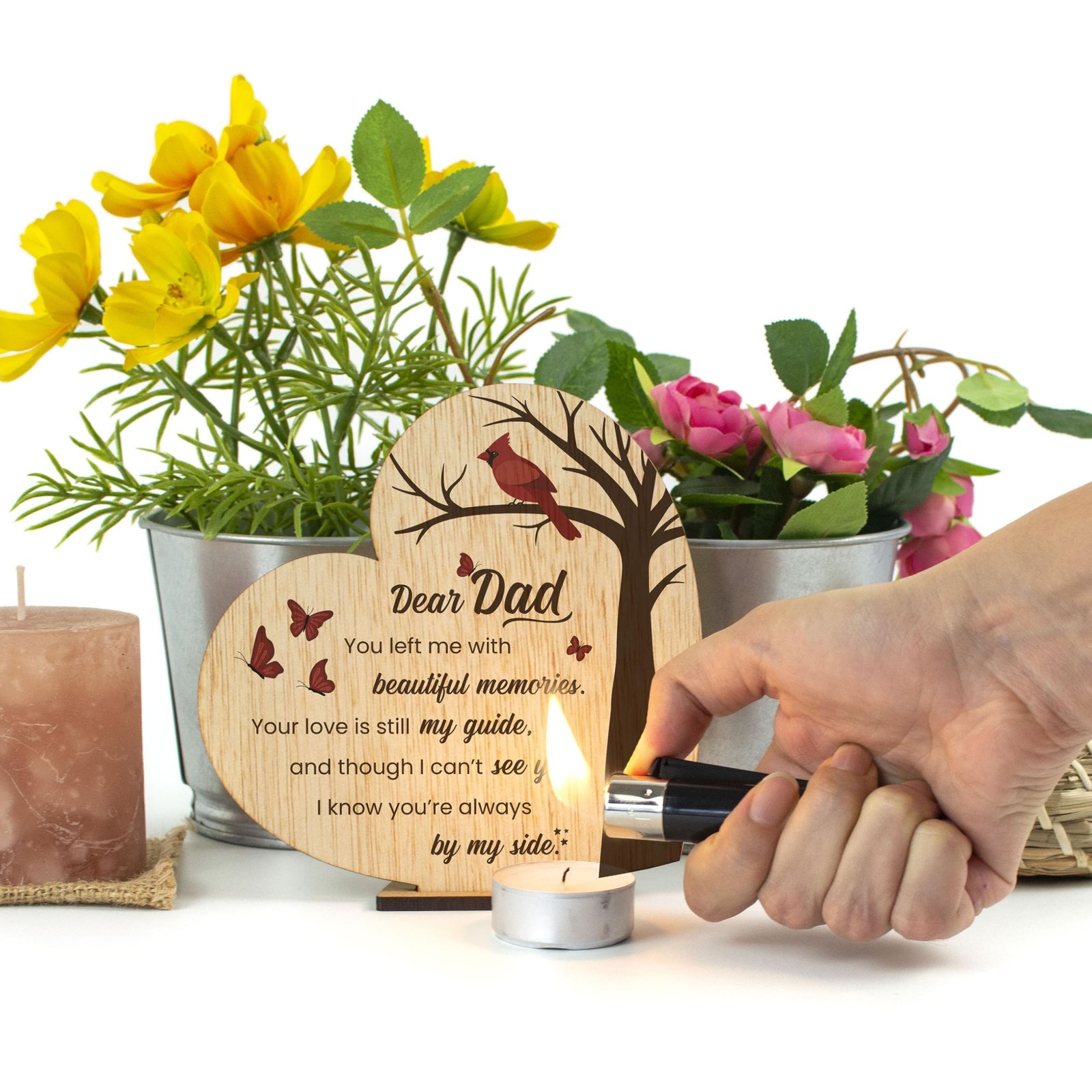Memorial Plaque for Loss of Father Wooden Sympathy Sign in Loving Memory of D…