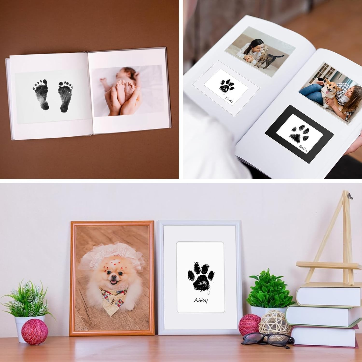 Inkless Paw Print Kit for Dogs, Cats with 3-Pcs Round Ink Pad & 2 Paper Frame…