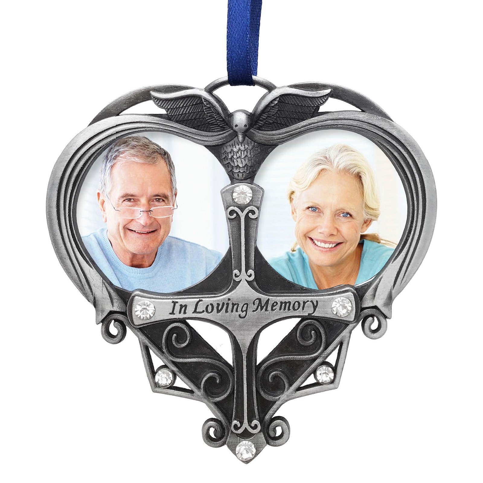 Double Photo Memorial Christmas Ornament, in Loving Memory Bereavement Orname…