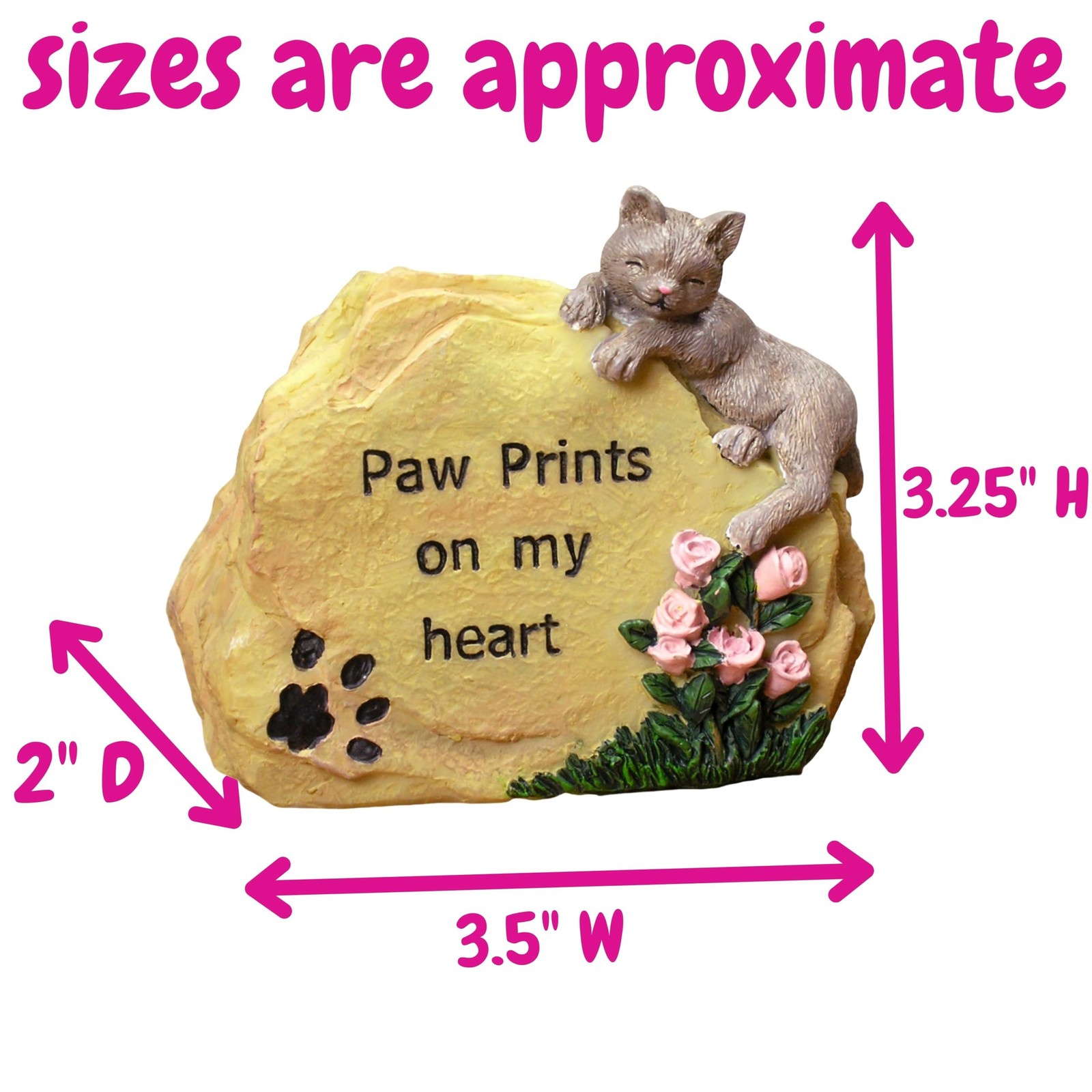 BANBERRY DESIGNS Paw Prints on My Heart Cat Memorial Stone – Pet Sympathy Gif…