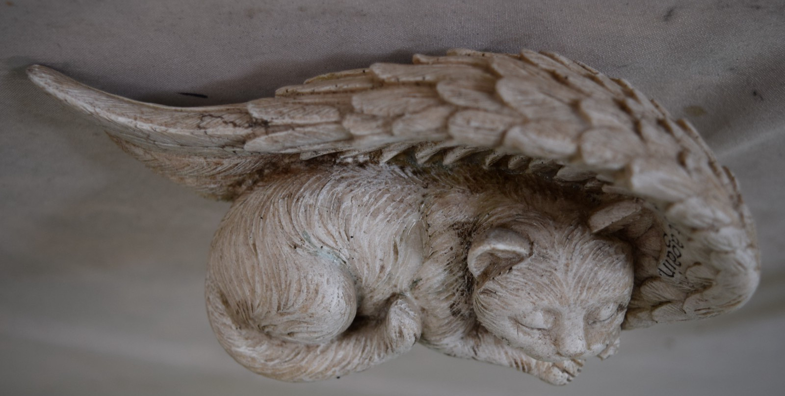 Vtg Angel Kitty Memorial Resin Statue “Goodnight My Friend, Until We Meet Again”