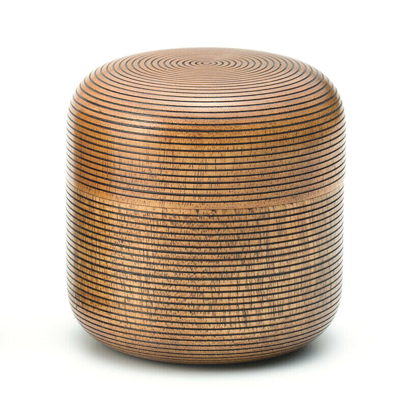 Kinari Brown Stripe Small Keepsake Urn for Human Ashes Lacquer decoration